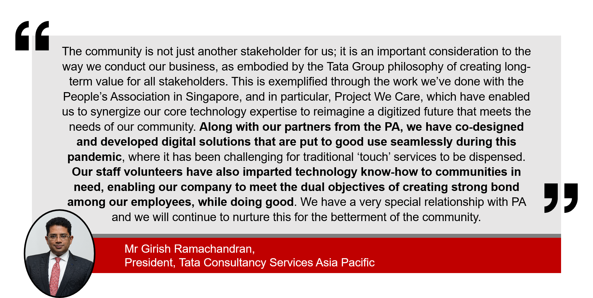 Quote From People's Association CSR Partner