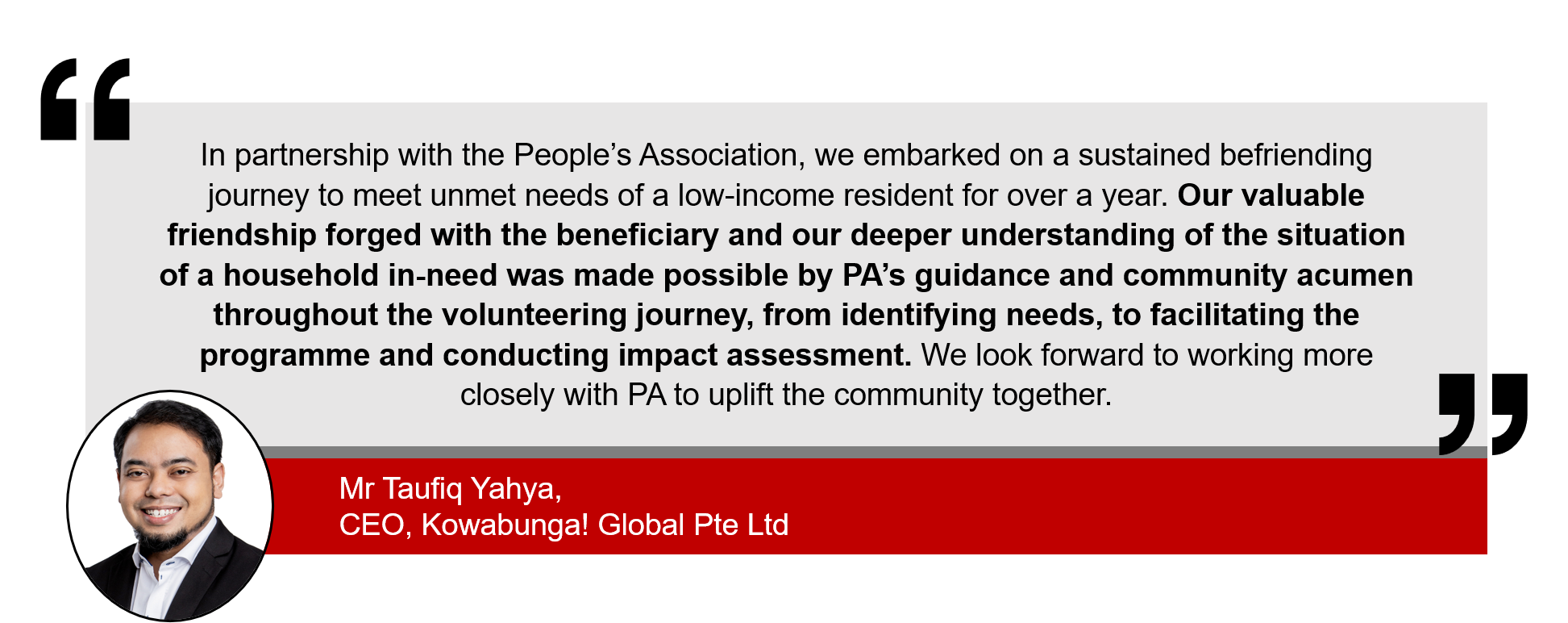 Quote From People's Association CSR Partner